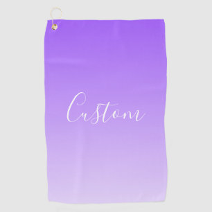 Cursive Script Name & Editable Light Purple Ombre  Golf Towel