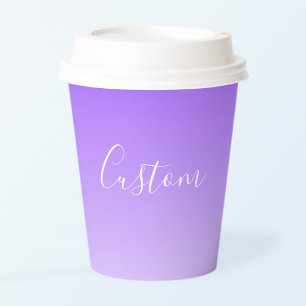 Cursive Script Name & Editable Light Purple Ombre  Paper Cups