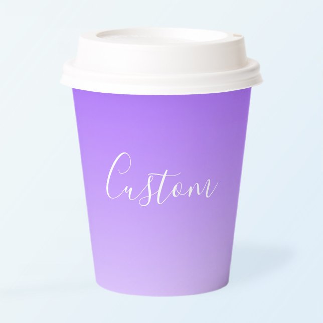 Cursive Script Name & Editable Light Purple Ombre  Paper Cups (Creator Uploaded)