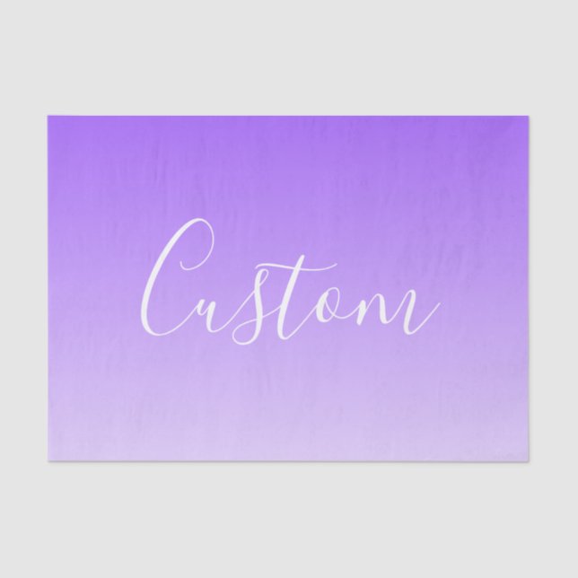 Cursive Script Name & Editable Light Purple Ombre  Tissue Paper (Front)