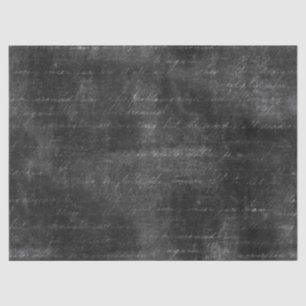 Cursive Script on Distressed Black Decoupage Tissue Paper