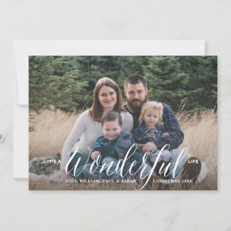 Cursive Script Winter White Full Photo Holiday Card