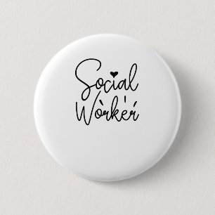 Cursive Social Worker 2 Inch Round Button