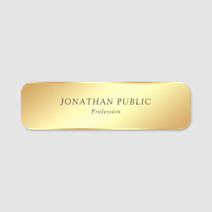 Cursive Text Glamourous Gold Look Simple Template Name Tag