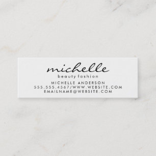 Cursive Text   White Grey Mini Business Card