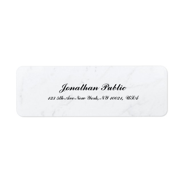 Cursive Text White Marble Modern Simple Template (Front)