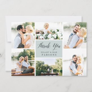 Cursive | Wedding Photo Flat Thank You Card
