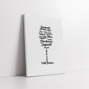 Cursive Wine Typography in black and white II Canvas Print
