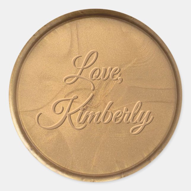 Cursive With Love Antique Gold Wax Seal Sticker (Front)