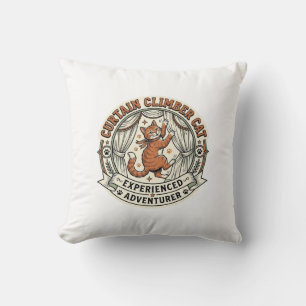 Curtain Climber Cat Curtain Climber Cat Vintage Ve Throw Pillow