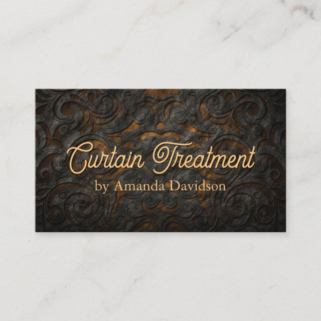 Curtain Treatment Seamstress Classy Fabric Textile Business Card (Front)