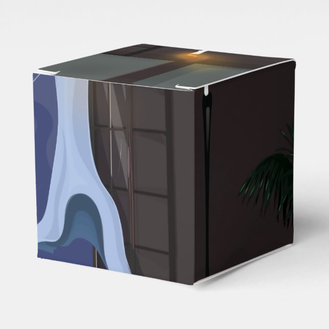 Curtains Flowing in a breeze Favor Box (Front Side)