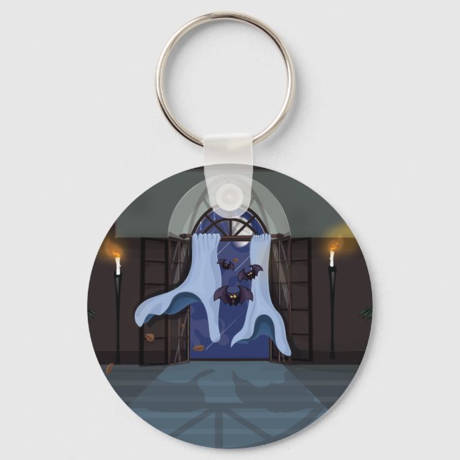 Curtains waving in the night keychain (Front)