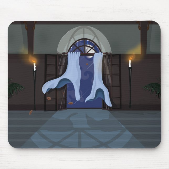 Curtains waving in the night mouse pad (Front)