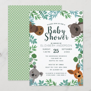 Curte Australian Criters Baby shower Invitation