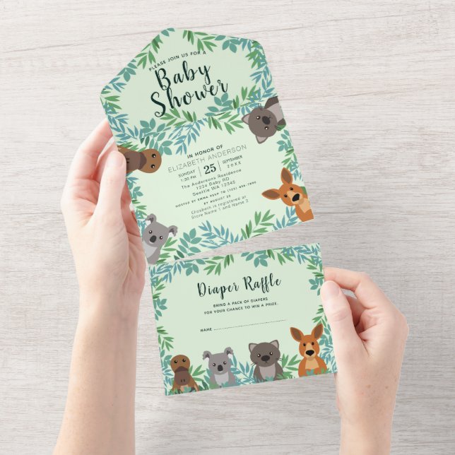 Curte Australian Criters Baby shower Invitation (Déchirure)