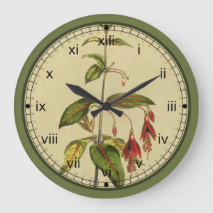 Curtis Botanical Red Flower Wall Clock in 3 Styles