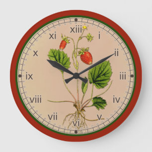 Curtis Botanique Mur de fraise Horloge en 3 Styles