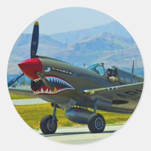 Curtis P-40 Warhawk Classic Round Sticker