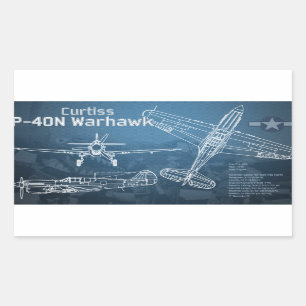 Curtiss P-40 Warhawk Blueprint Sticker
