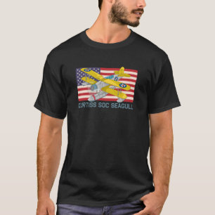 Curtiss SOC Seagull WW2 Seaplane Diagram USA Flag T-Shirt