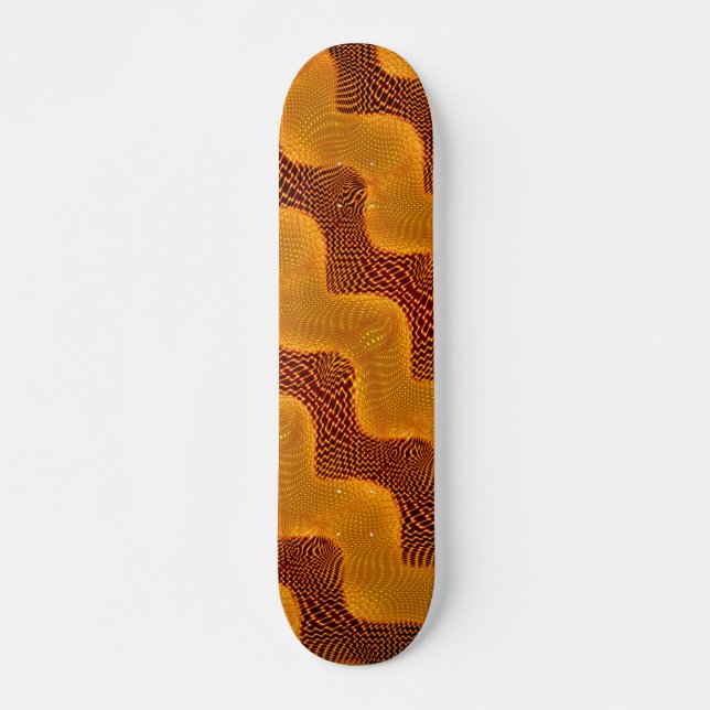 Curva laranja e pontos dourados sobre fundo marrom skateboard (Front)