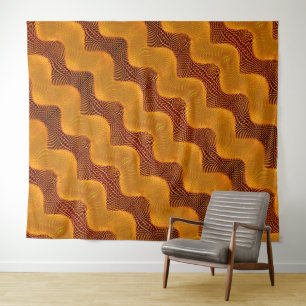 Curva laranja e pontos dourados sobre fundo marrom tapestry