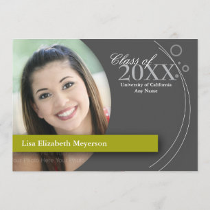 Curve & Dots Graduation: Custom Green Invitation