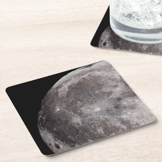 Curve of Full Moon Astronomy Image Square Paper Coaster (Creator Uploaded)