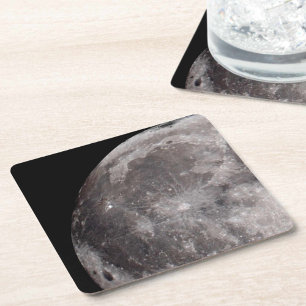 Curve of the Moon Astronomy Image Square Paper Coaster