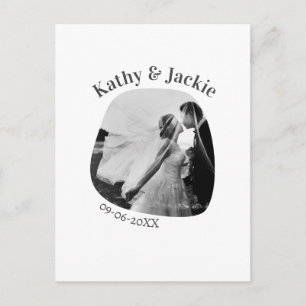curve photo name wedding date romantic love simple postcard