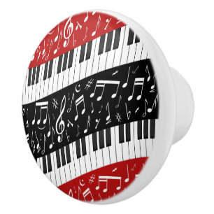 Curve piano keys and musical notes ceramic knob