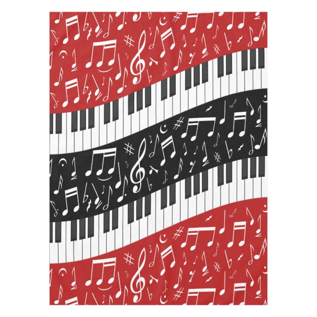 Curve piano keys and musical notes tablecloth (Front)