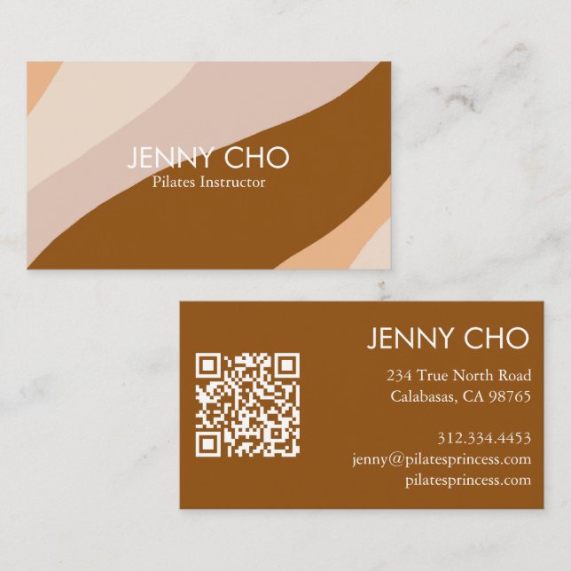 Curve Stripe Retro Abstract Minimal Modern Neutral Business Card (Front/Back)