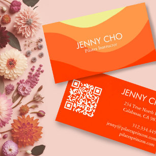 Curve Stripe Retro Abstract Minimal Modern Orange Business Card