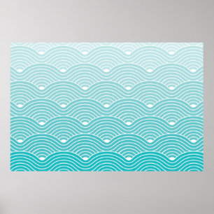 Curve Waves Geometric Pattern background, Vintage  Poster