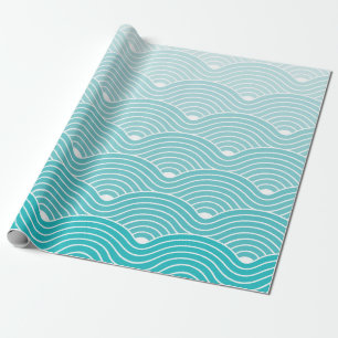 Curve Waves Geometric Pattern background, Vintage  Wrapping Paper