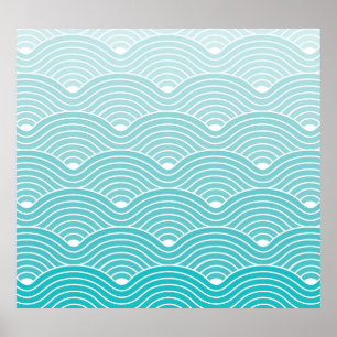 Curve Waves: Vintage Geometric Pattern Poster