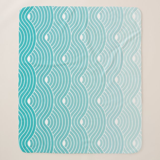 Curve Waves: Vintage Geometric Pattern Sherpa Blanket (Front)