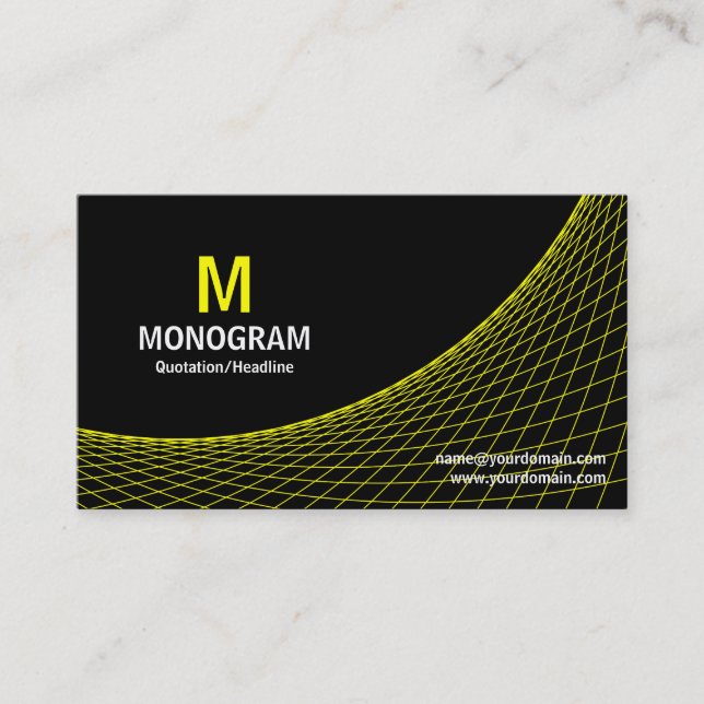 Curve - Yellow on Black Business Card (Front)