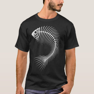 Curved Abstract Fishbone, Black / No Background, S T-Shirt