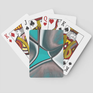 Curved and twisted old plate shapes beige to cyan playing cards