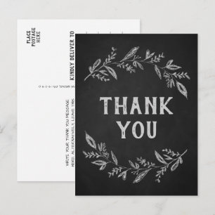 Curved Branches   Chalkboard Thank You Postcard