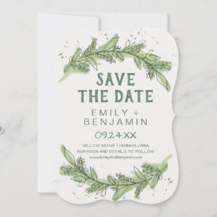 Curved Branches Greenery Save the Date Card