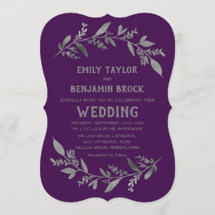 Curved Branches Silver Wedding Invitation