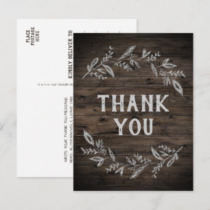 Curved Branches   Wooden Thank You Postcard