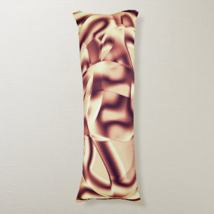 Curved brownish red or burgundy shapes, beige tone body pillow