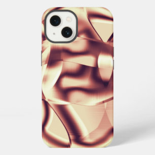 Curved brownish red or burgundy shapes, beige tone iPhone 13 case