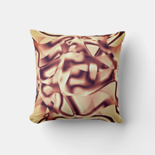 Curved brownish red or burgundy shapes, beige tone throw pillow