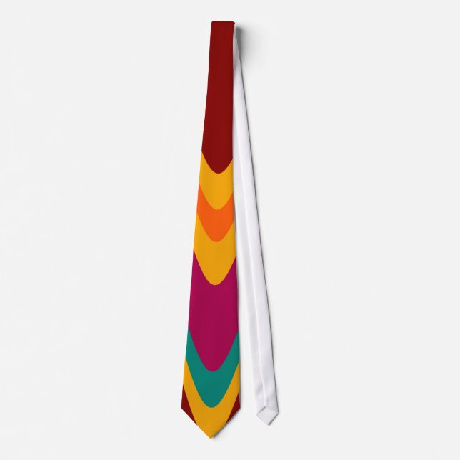 Curved Colourful Rainbow Abstract Retro Art Deco Tie (Front)